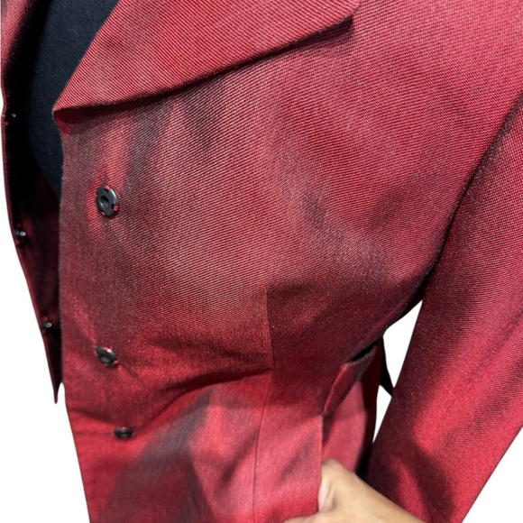 Akris Red Silk Cashmere Blend Tailored Blazer Swiss Luxury Minimalist Size 6 - Picture 4 of 12
